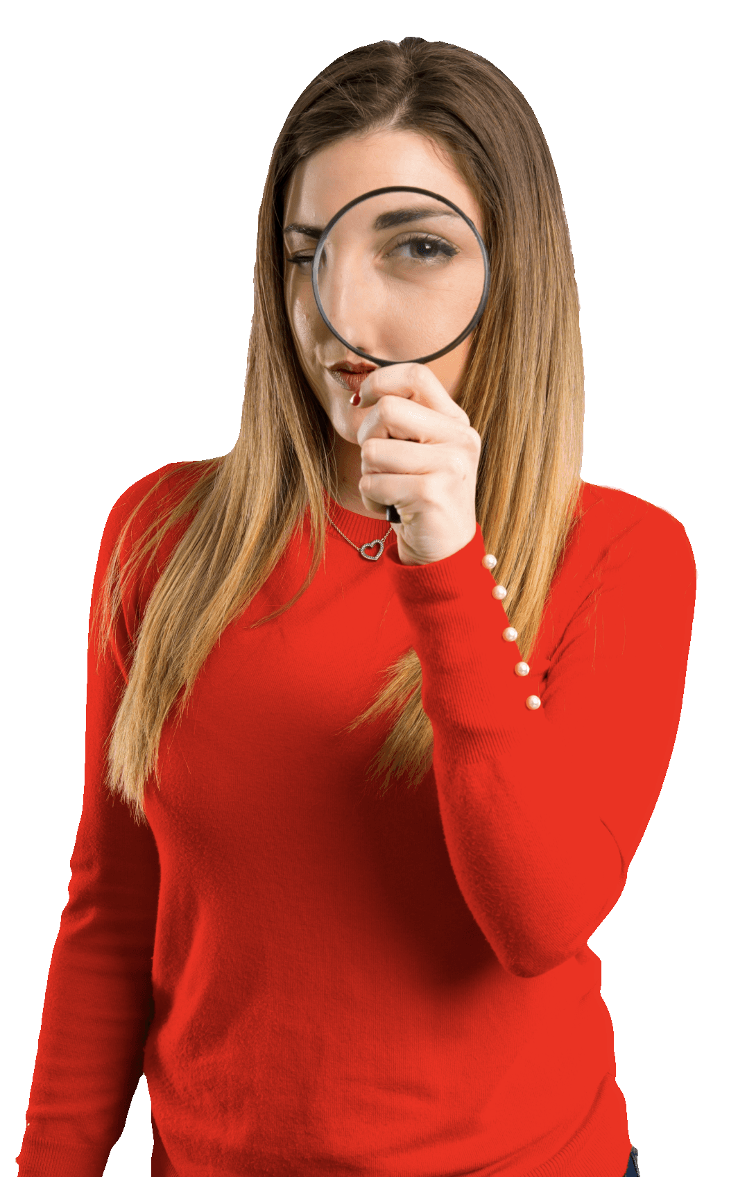 Job seeker looking through a magnifying glass
